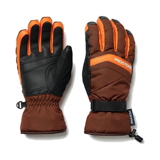 PICTURE OF PROSTORE GLOVES POWDERCORE GLOVE BROWN ORANGE BLACK XS-1